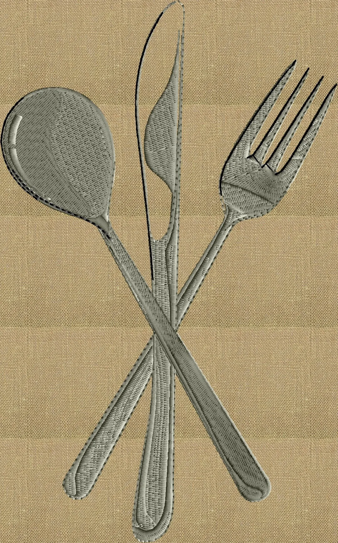 Flatware Fork Knife Spoon - EMBROIDERY DESIGN FILE - fun stuff