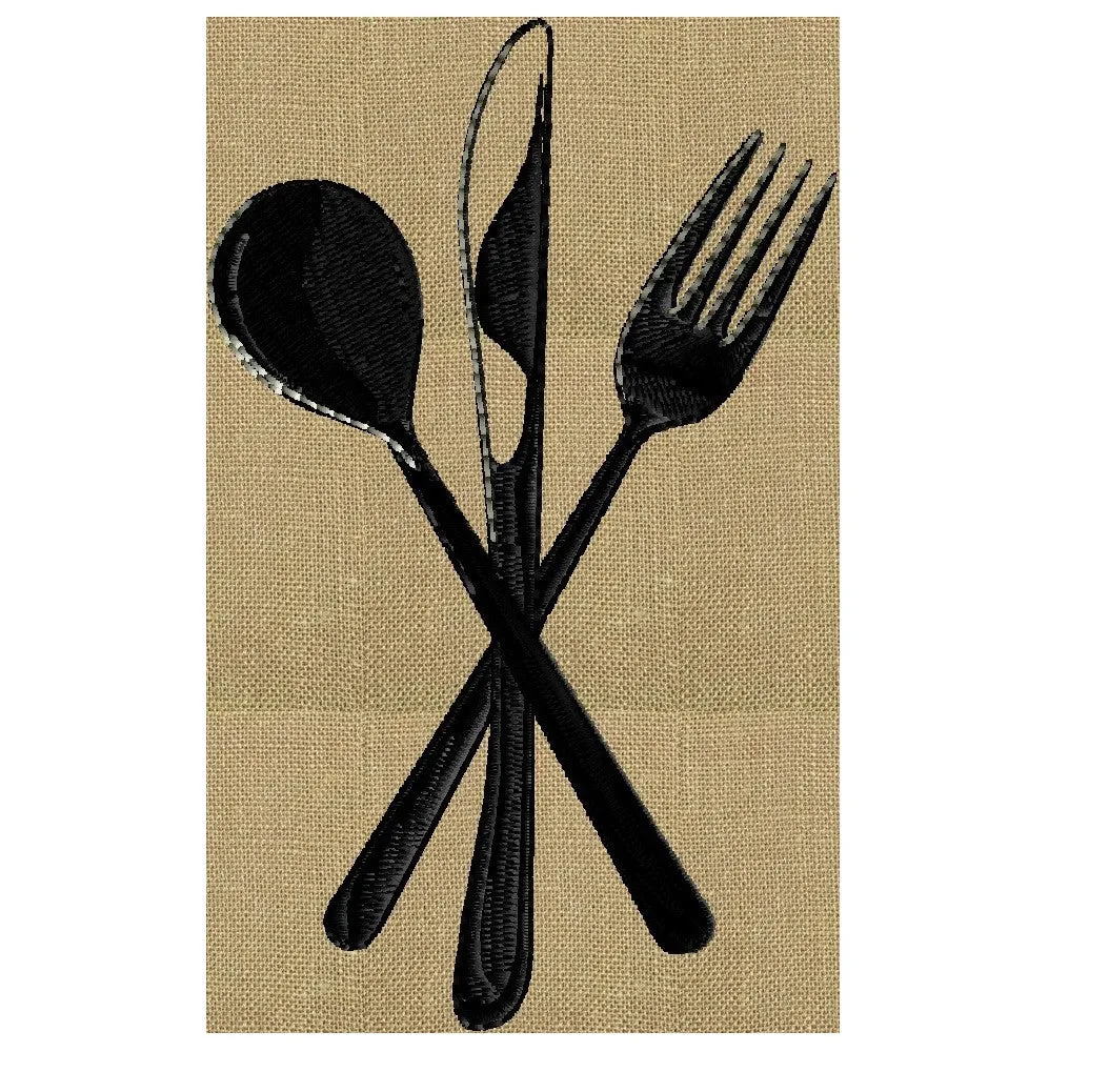 Flatware Fork Knife Spoon - EMBROIDERY DESIGN FILE - fun stuff