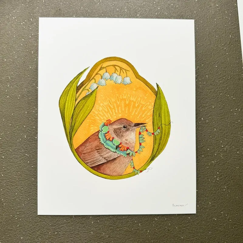 Floral Flight Crew: Wren of Lily of the Valley 8x10 Print