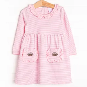 Friday Night Lights Embroidered Pocket Dress, Pink