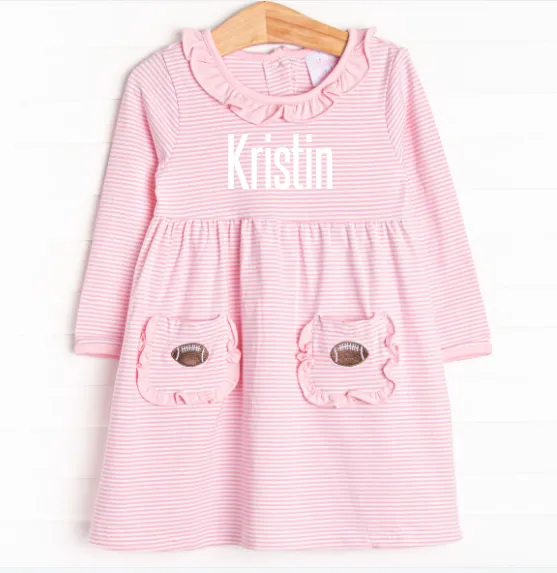 Friday Night Lights Embroidered Pocket Dress, Pink