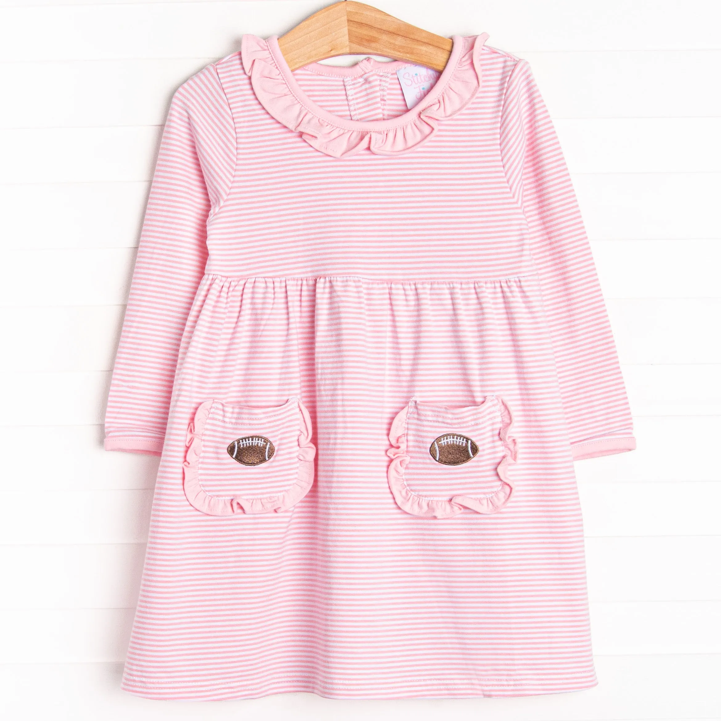 Friday Night Lights Embroidered Pocket Dress, Pink