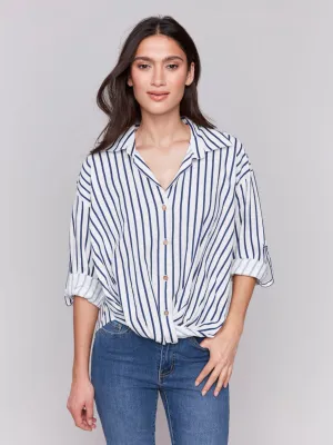 Front Twist Striped Blouse