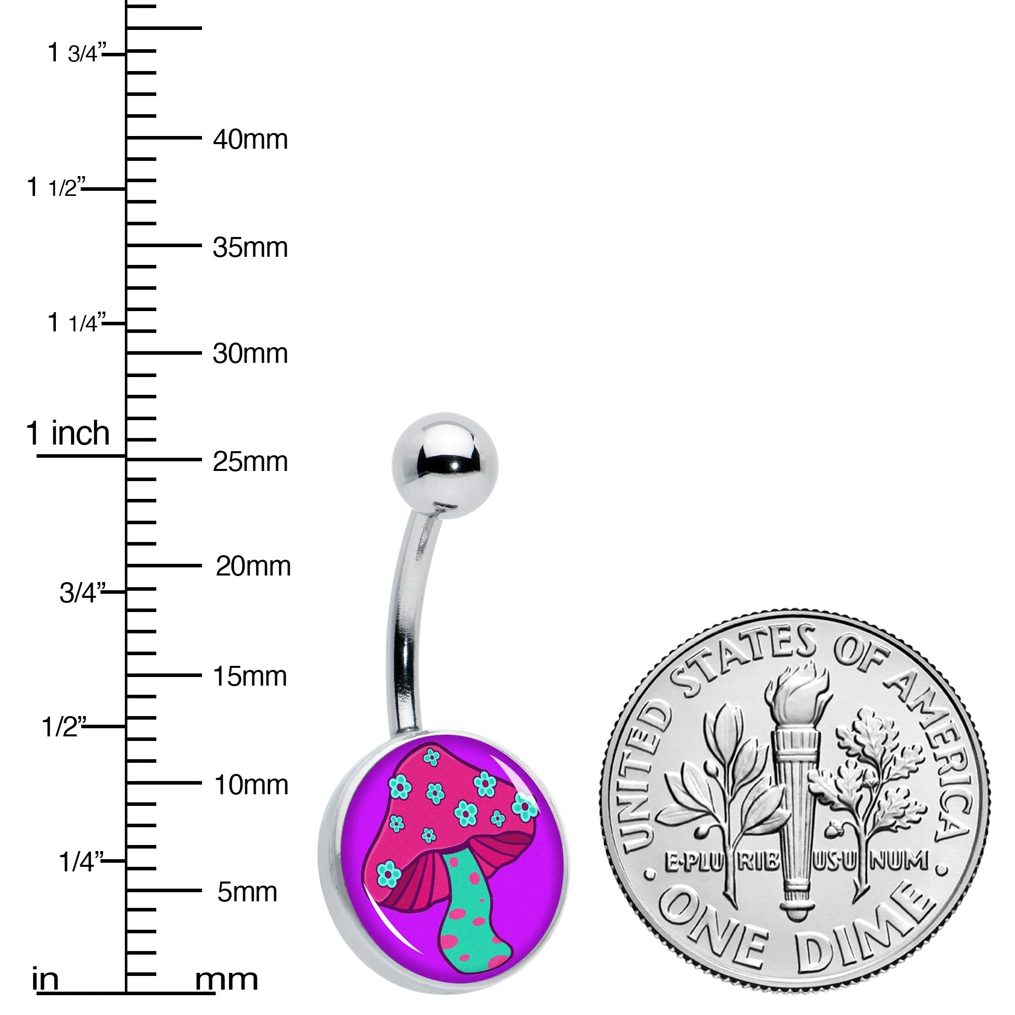 Funky Floral Mushroom Belly Ring