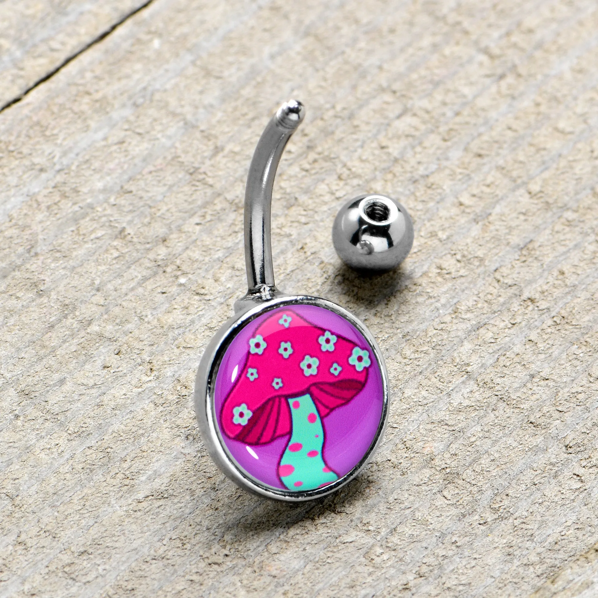 Funky Floral Mushroom Belly Ring