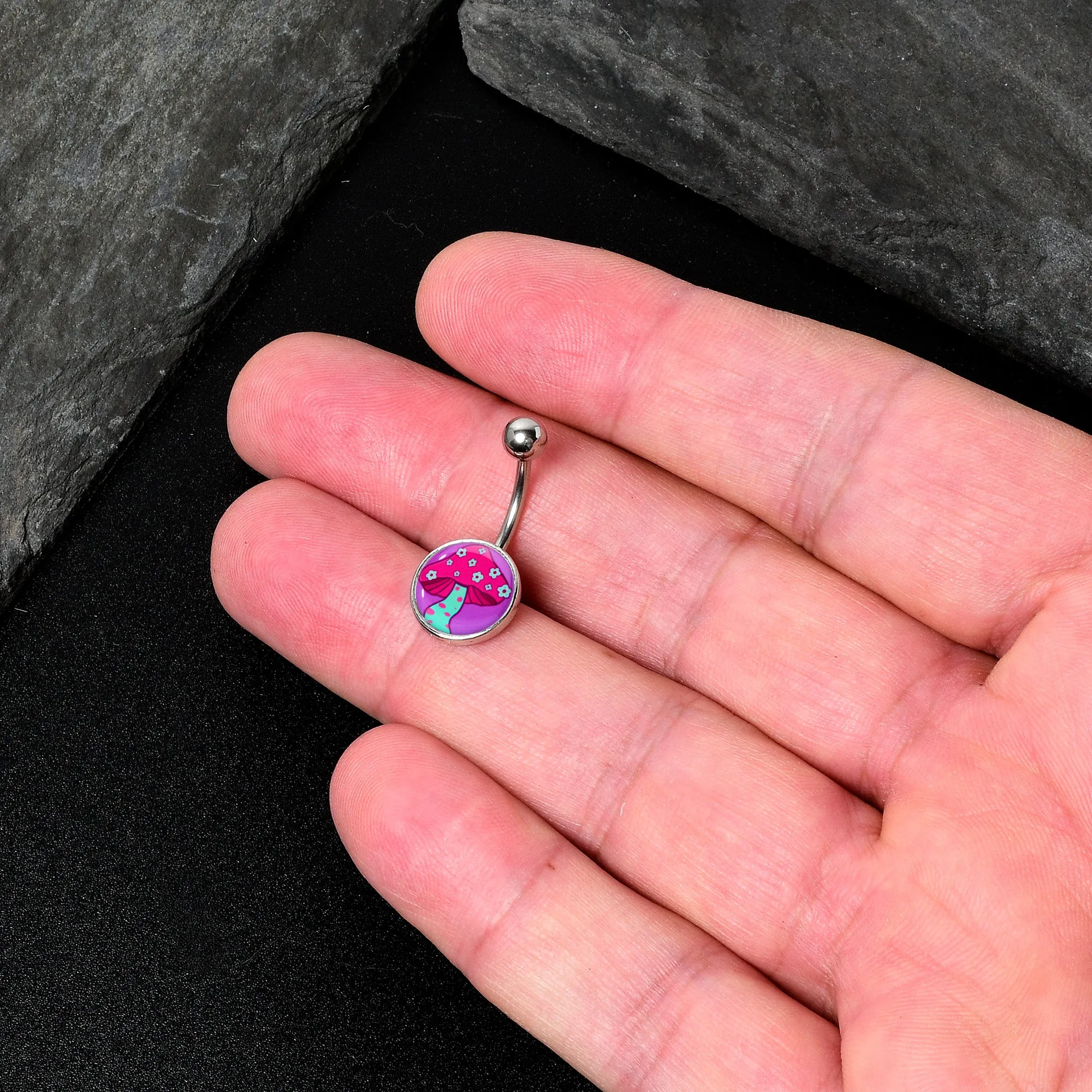 Funky Floral Mushroom Belly Ring