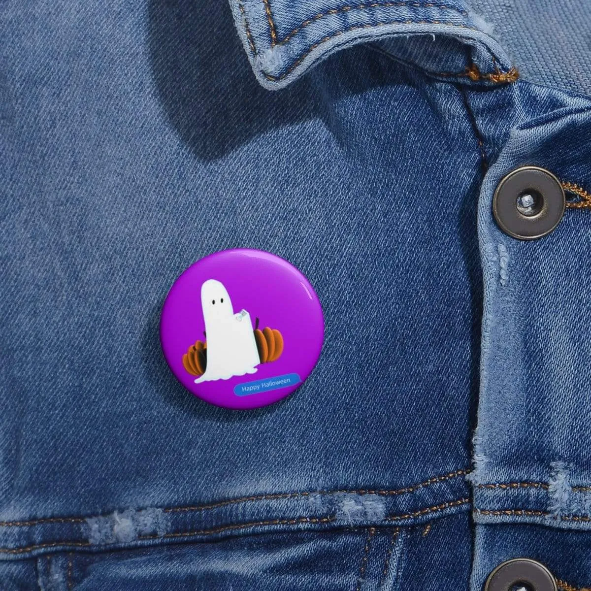 Funny Happy Halloween Text Message Pin Buttons