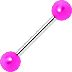 Fuscia Pink Pearlescent Acrylic Ball End Barbell Tongue Ring