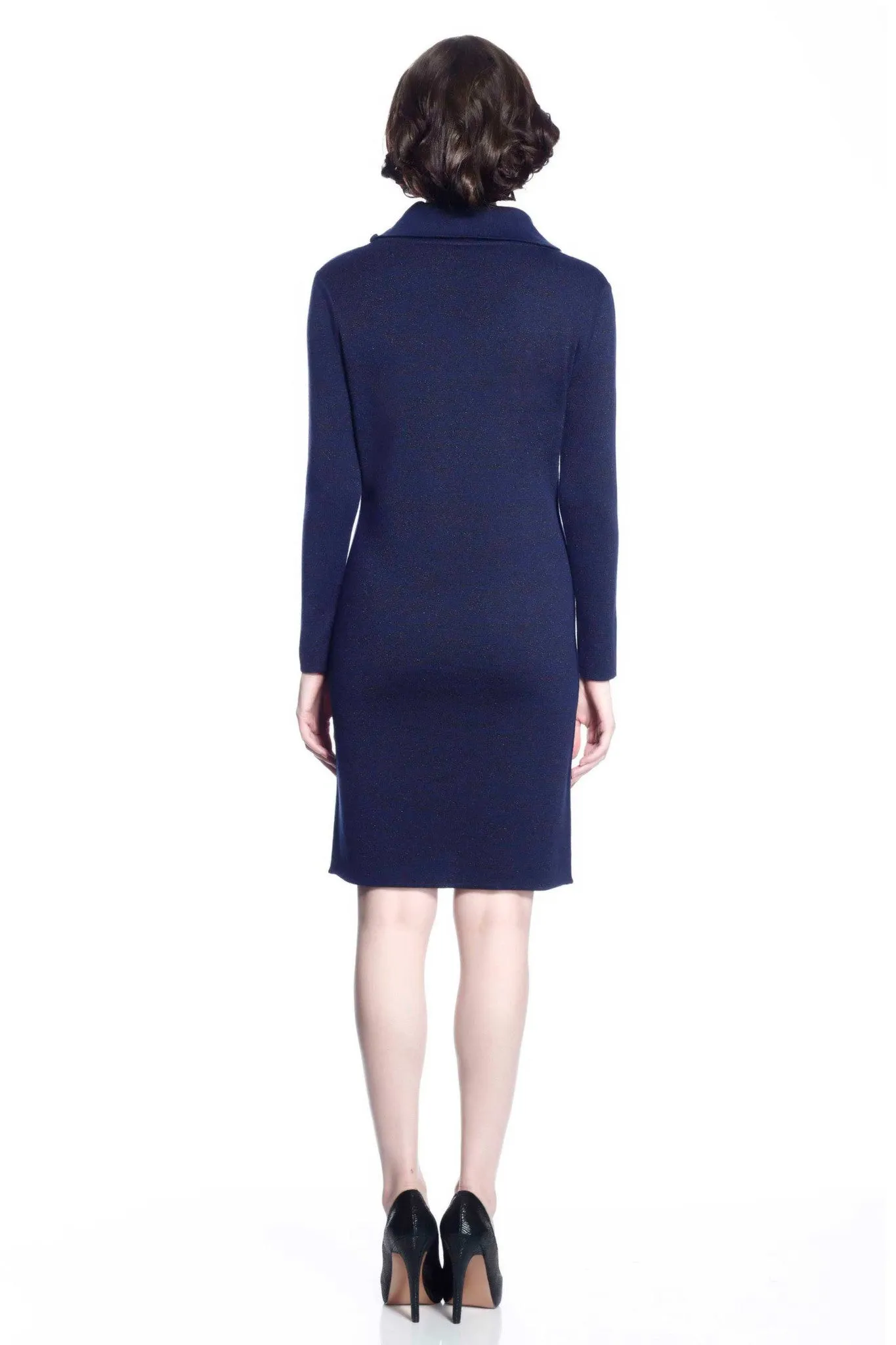 Genevieve Elegant Reversible Dress- Navy/Grey