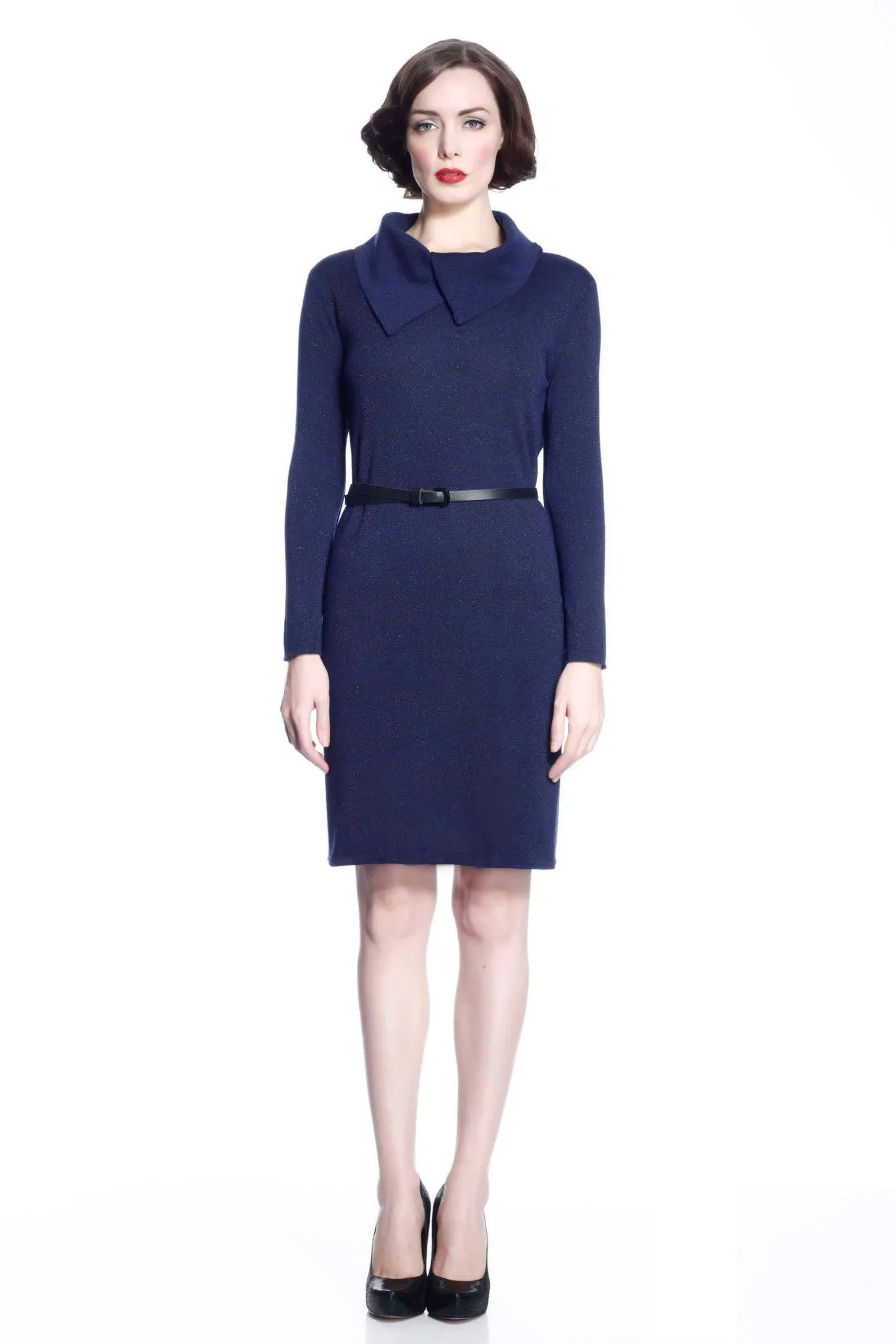 Genevieve Elegant Reversible Dress- Navy/Grey