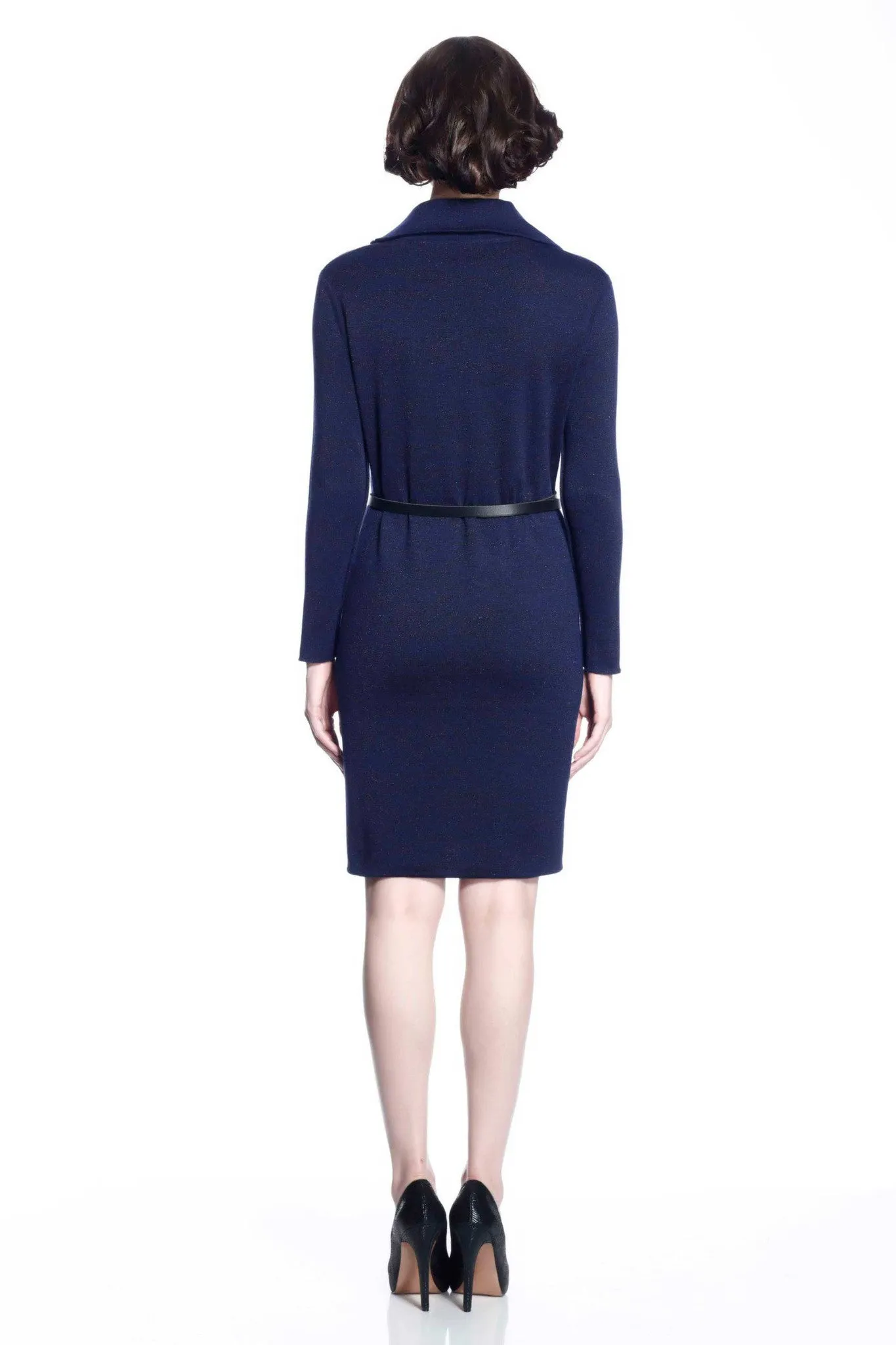 Genevieve Elegant Reversible Dress- Navy/Grey