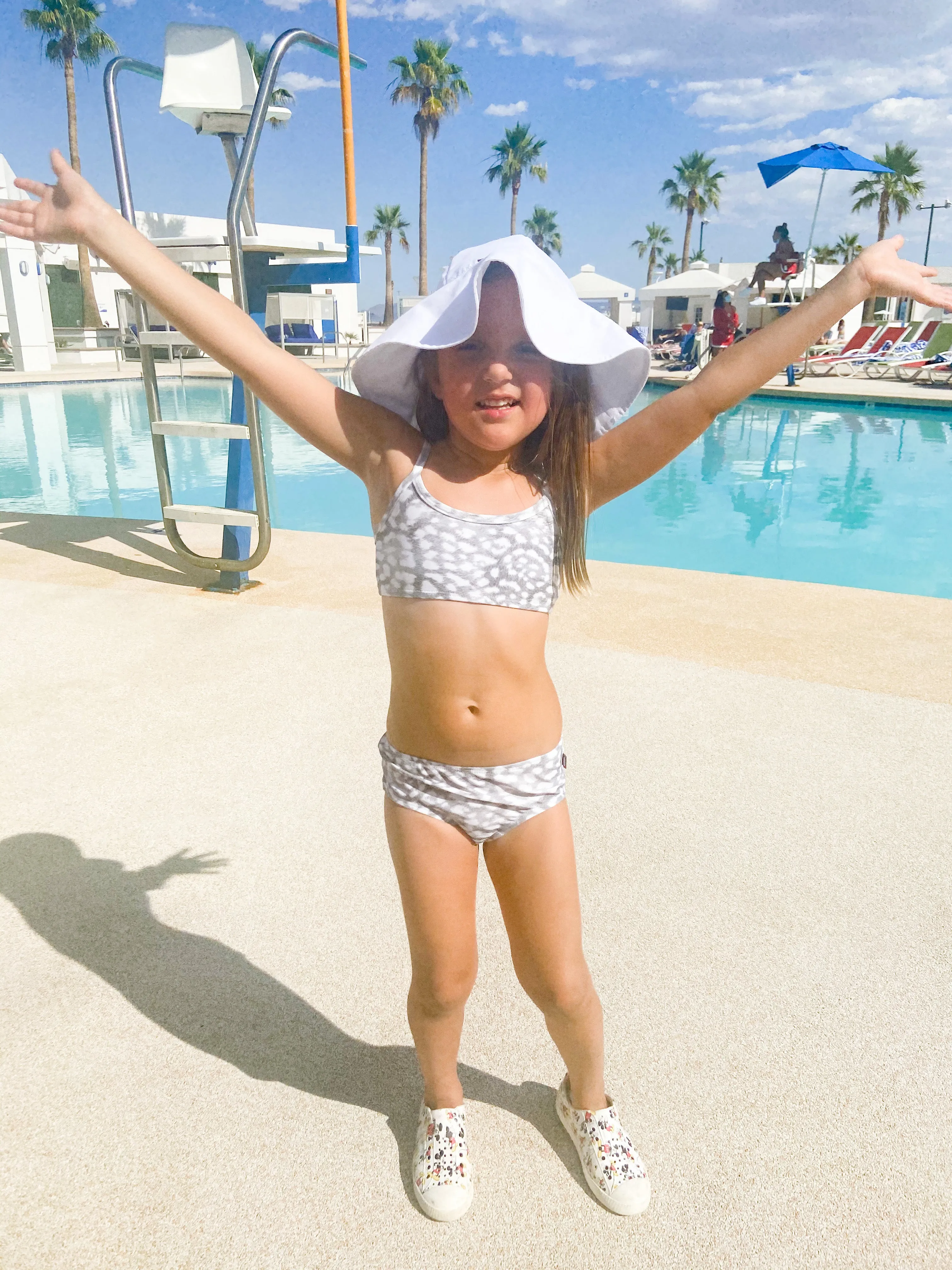 Girls UPF 50  Printed Bikini Swim Top  | Bright Flowers
