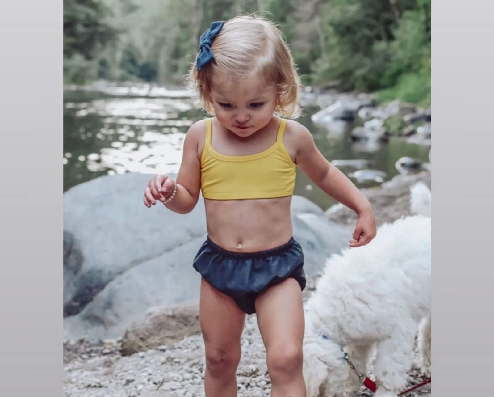 Girls UPF 50  Printed Bikini Swim Top  | Bright Flowers