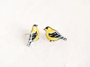 Goldfinch Yellow Bird Stud Earrings