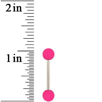 Grade 23 Solid Titanium Flat Pink Acrylic Barbell Tongue Ring