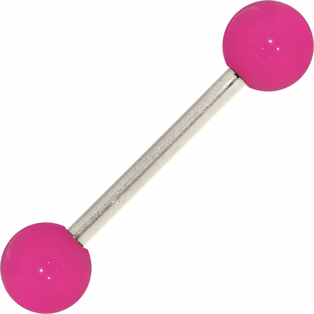 Grade 23 Solid Titanium Flat Pink Acrylic Barbell Tongue Ring