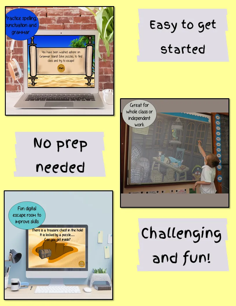 Grammar Practice Escape Room Boom Cards