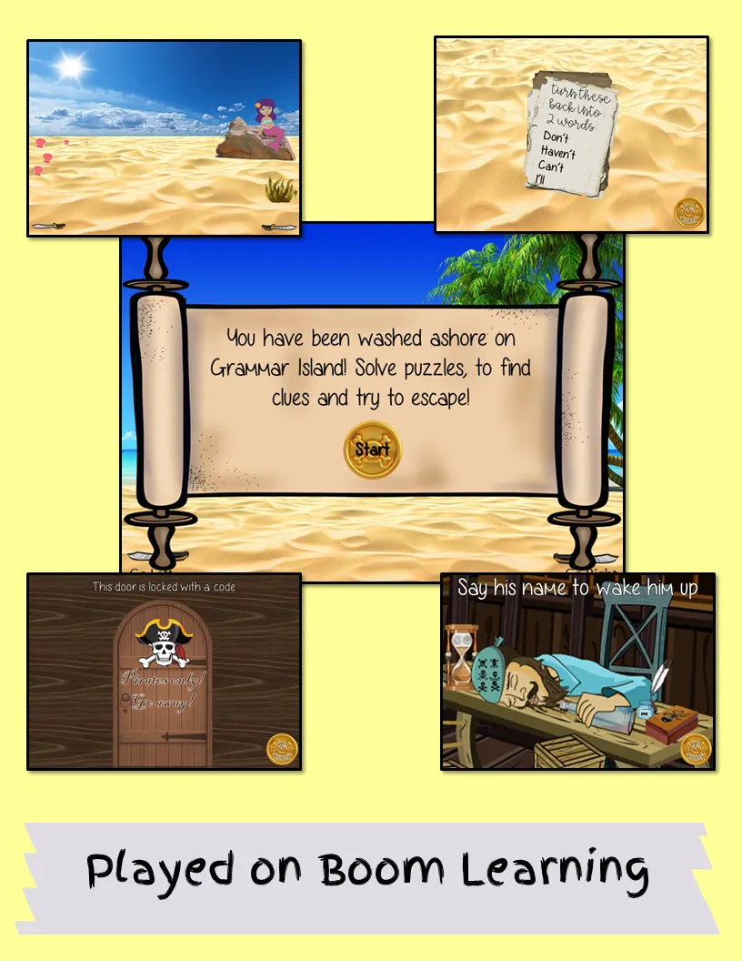 Grammar Practice Escape Room Boom Cards