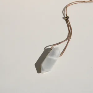 GREY MOONSTONE DOUBLE TERMINATED POINT NECKLACE