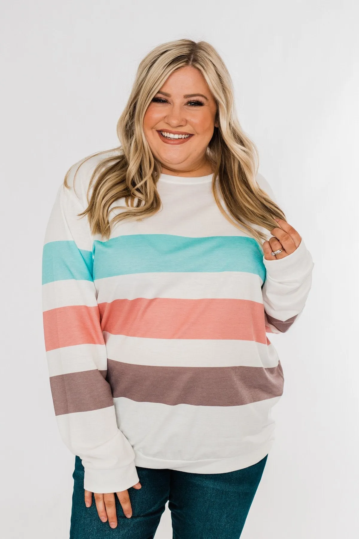 Have Some Fun Striped Pullover Top- Ivory