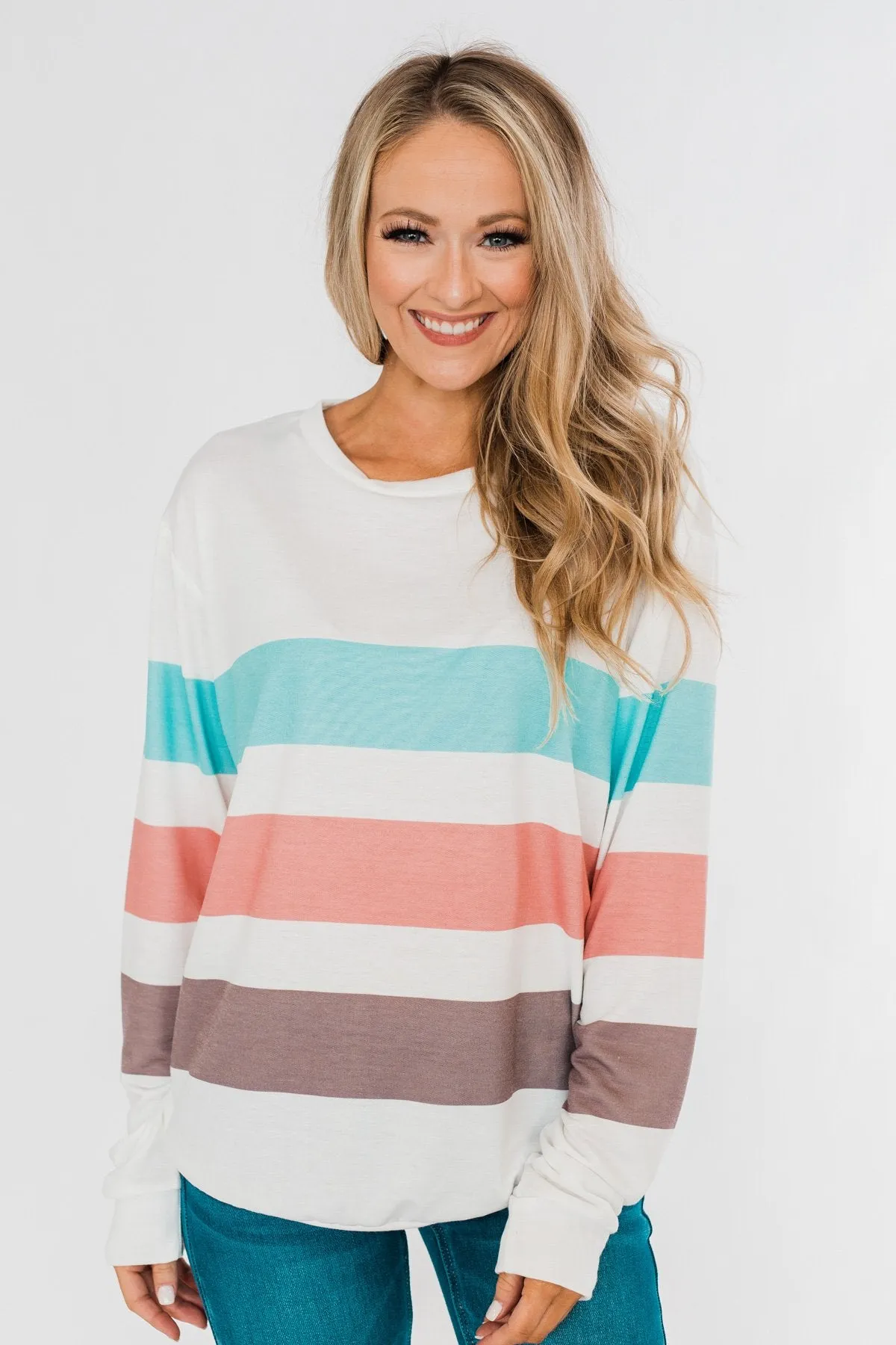 Have Some Fun Striped Pullover Top- Ivory
