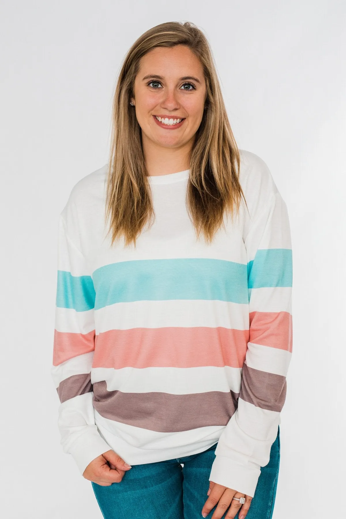 Have Some Fun Striped Pullover Top- Ivory