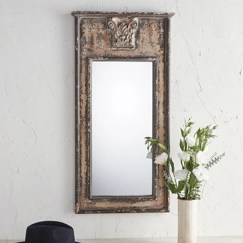 Heavily Distressed Wood Mirror