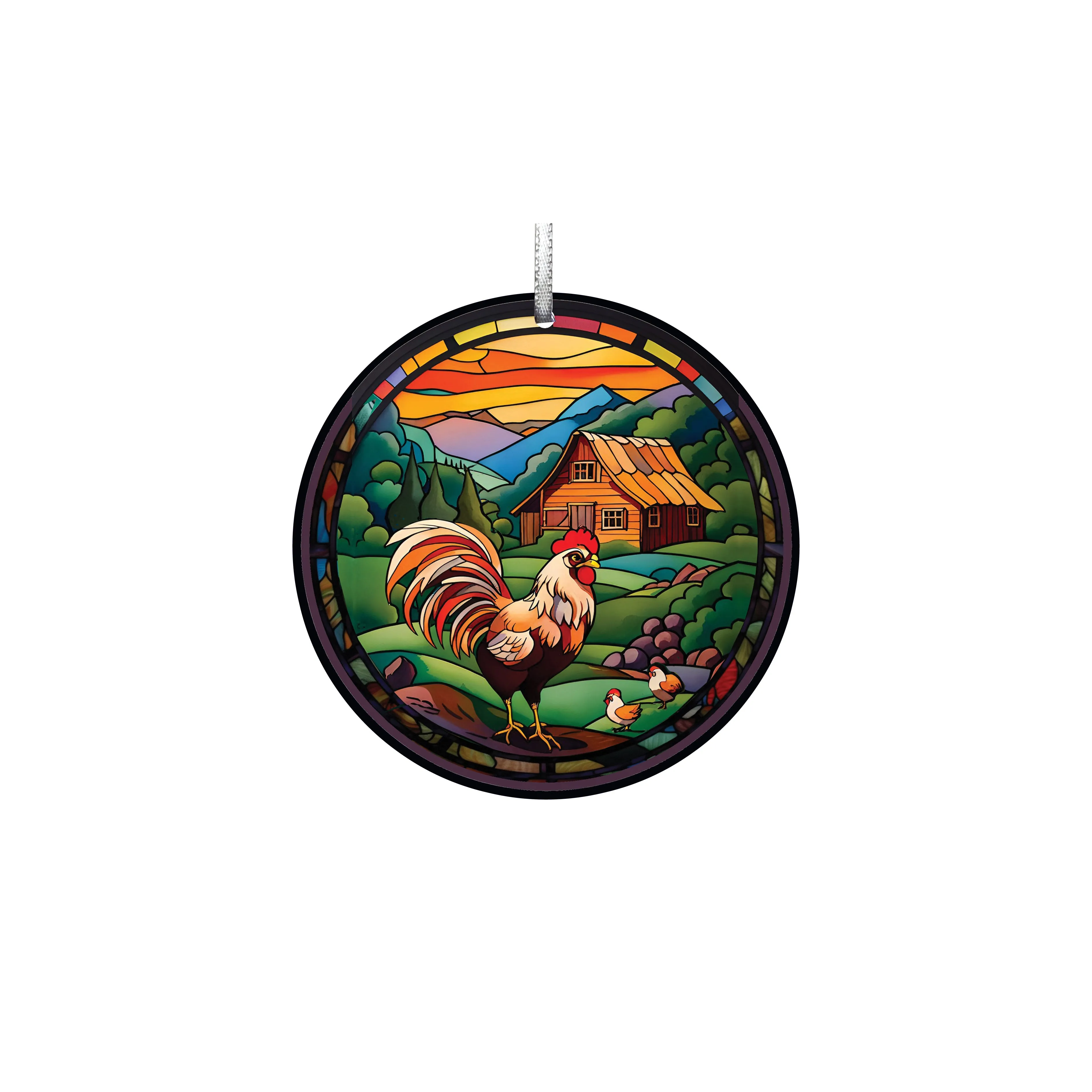 Hen and Chicks, Acrylic Window Ornament #SC253