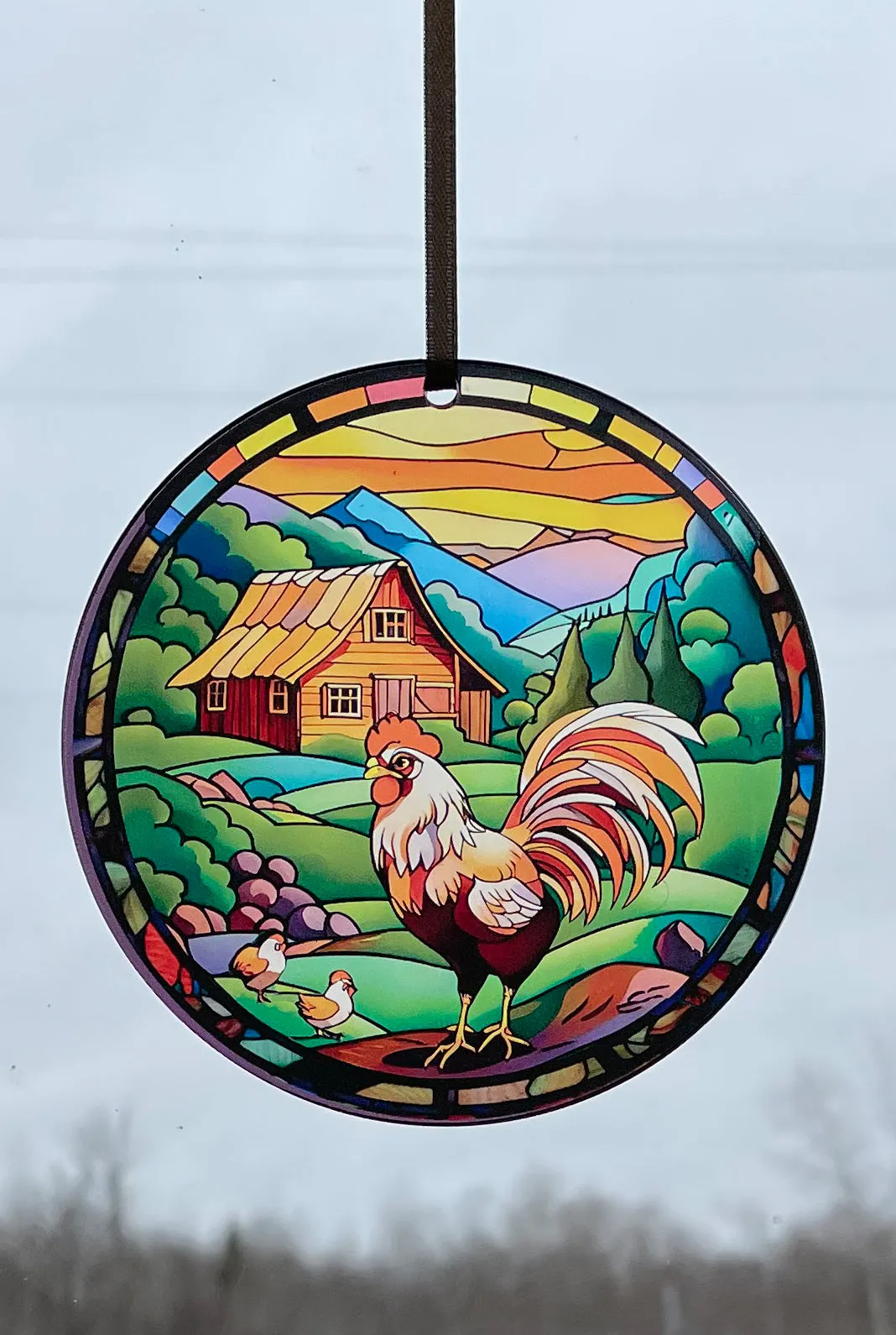 Hen and Chicks, Acrylic Window Ornament #SC253