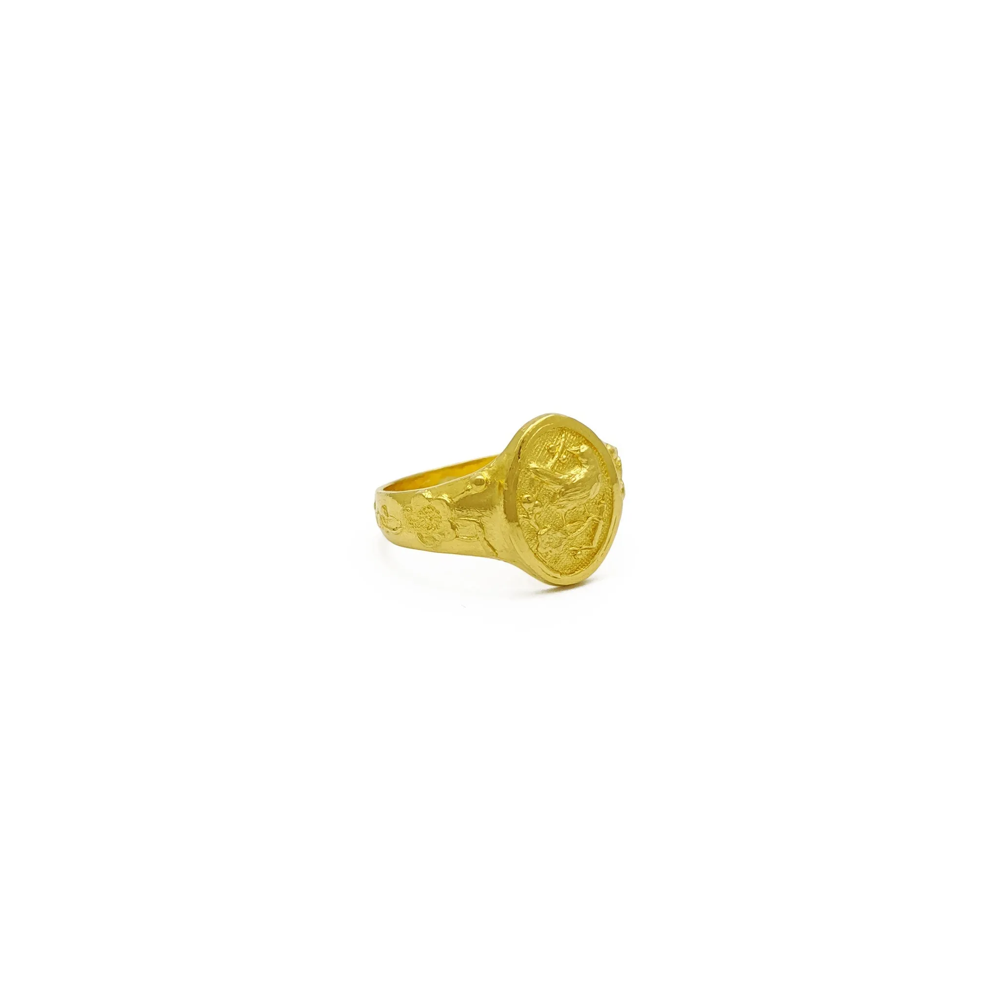 Hibiscus Flowered Bird Ring (24K)