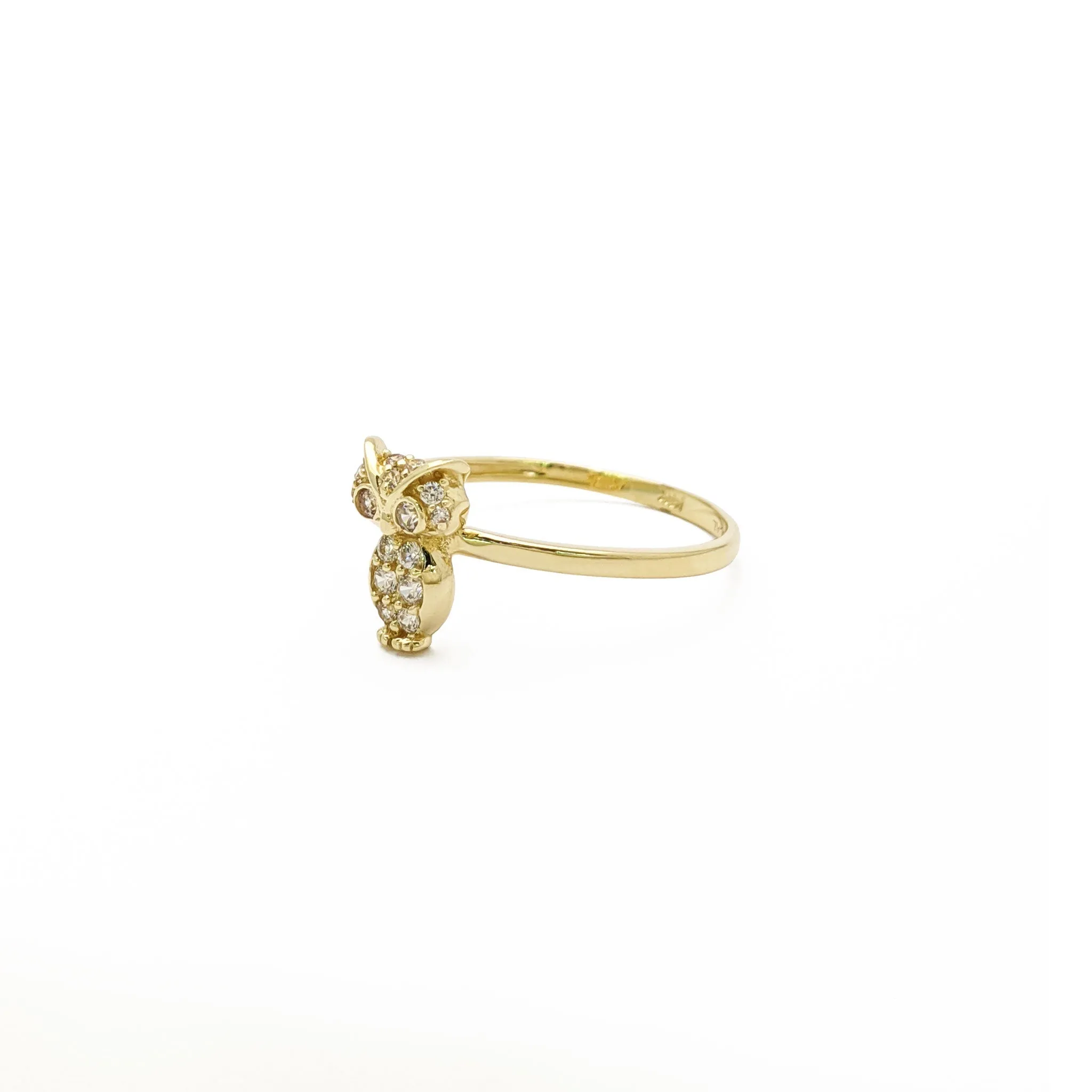 Icy Solitaire Owl Ring (14K)
