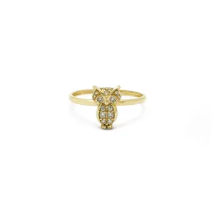 Icy Solitaire Owl Ring (14K)
