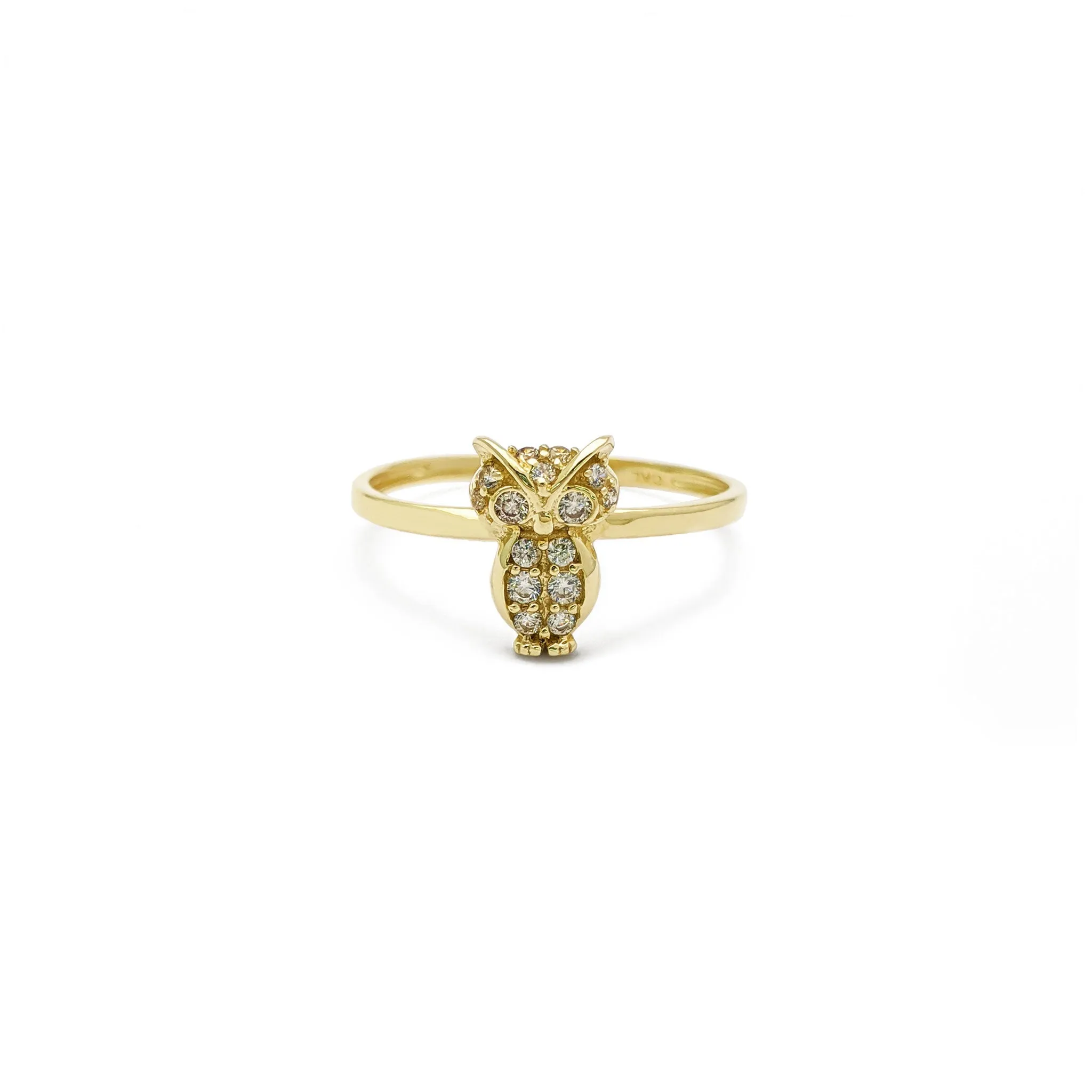 Icy Solitaire Owl Ring (14K)
