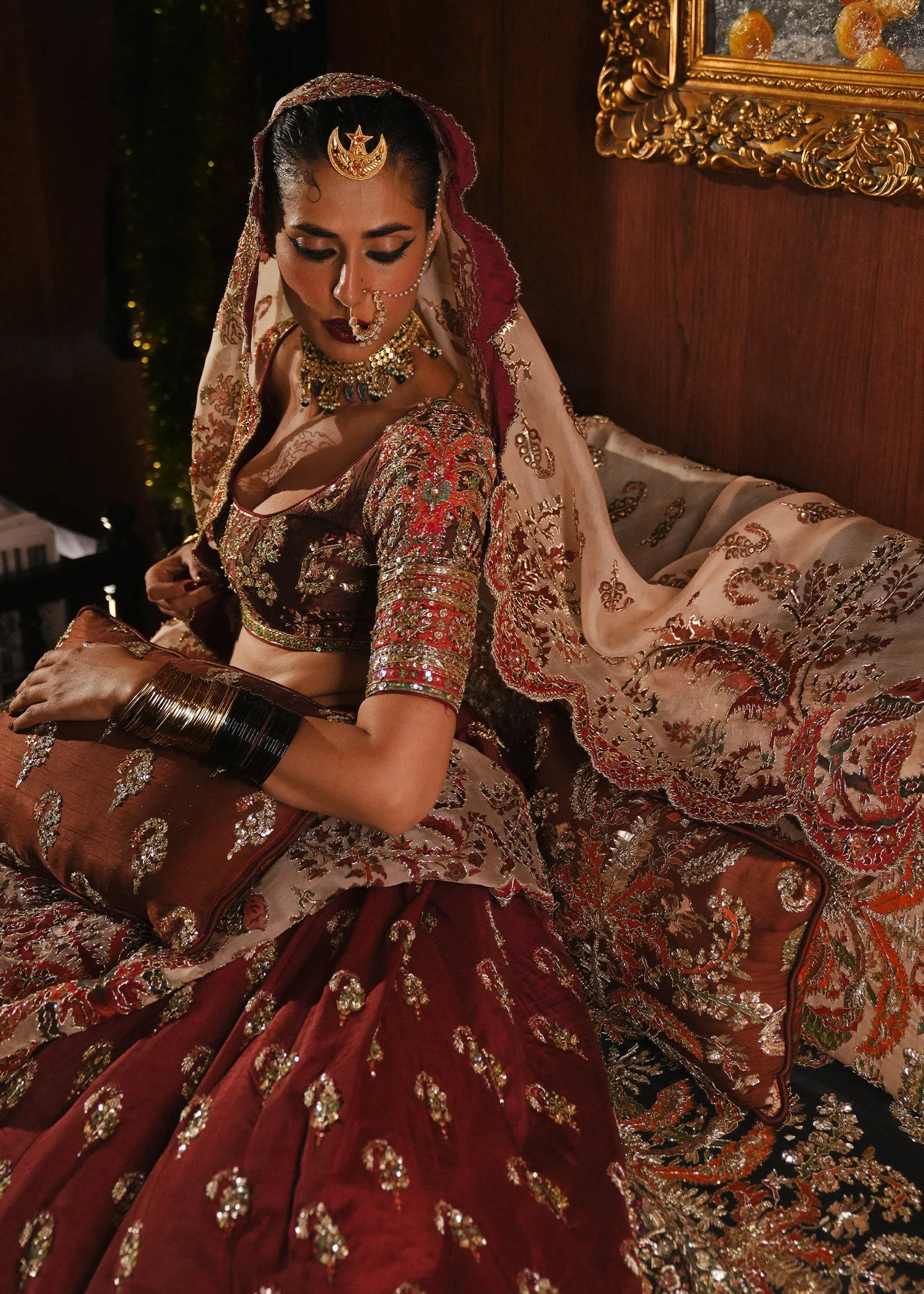 Indian Wedding Dress in Bridal Choli and Lehenga Style