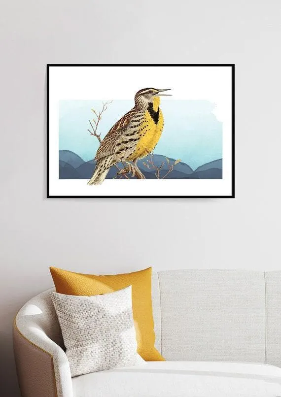 Kansas State Bird Wall Art Print | Kansas Home Gifts for Bird Lovers | Unique Midwestern Avian Poster Decor
