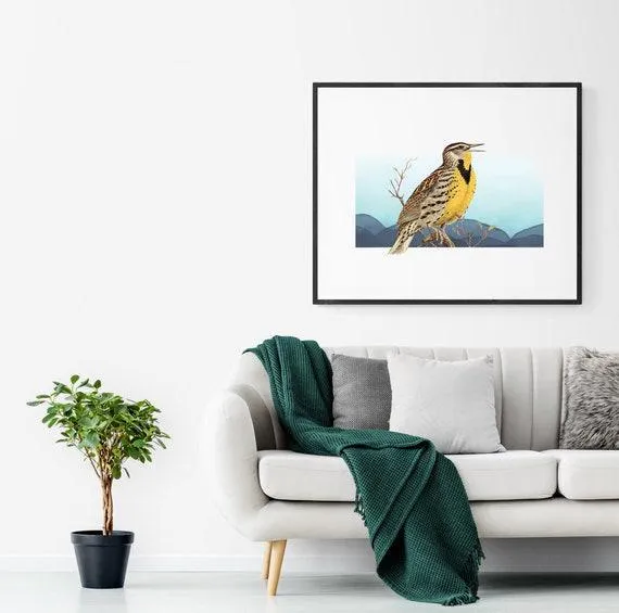 Kansas State Bird Wall Art Print | Kansas Home Gifts for Bird Lovers | Unique Midwestern Avian Poster Decor
