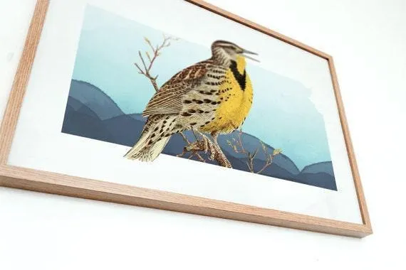 Kansas State Bird Wall Art Print | Kansas Home Gifts for Bird Lovers | Unique Midwestern Avian Poster Decor
