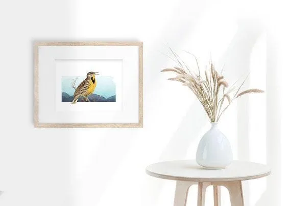 Kansas State Bird Wall Art Print | Kansas Home Gifts for Bird Lovers | Unique Midwestern Avian Poster Decor