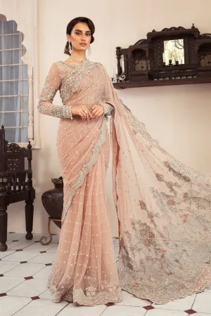 Latest Pakistani Powder Pink Saree Wedding Dress #BS745