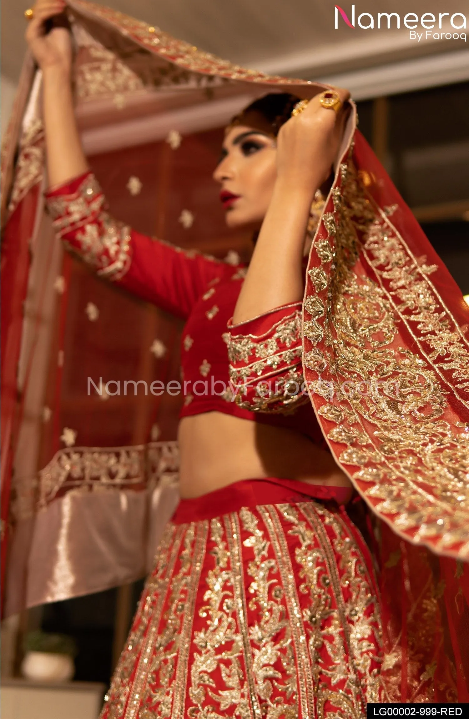 Latest Red Lehenga Choli Bridal Dress Pakistani #BS563