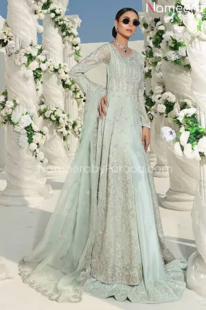 Latest Sky Blue Bridal Dress Pakistani Online #BS521