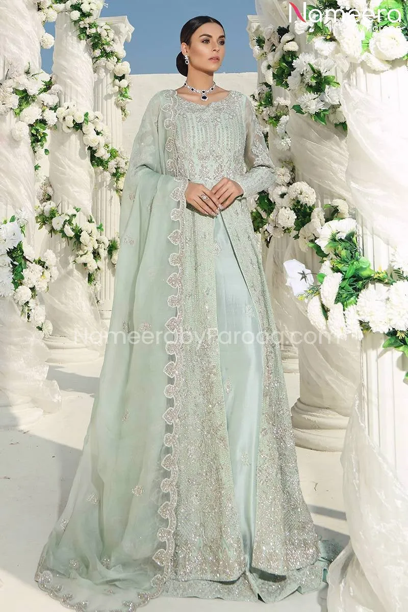 Latest Sky Blue Bridal Dress Pakistani Online #BS521