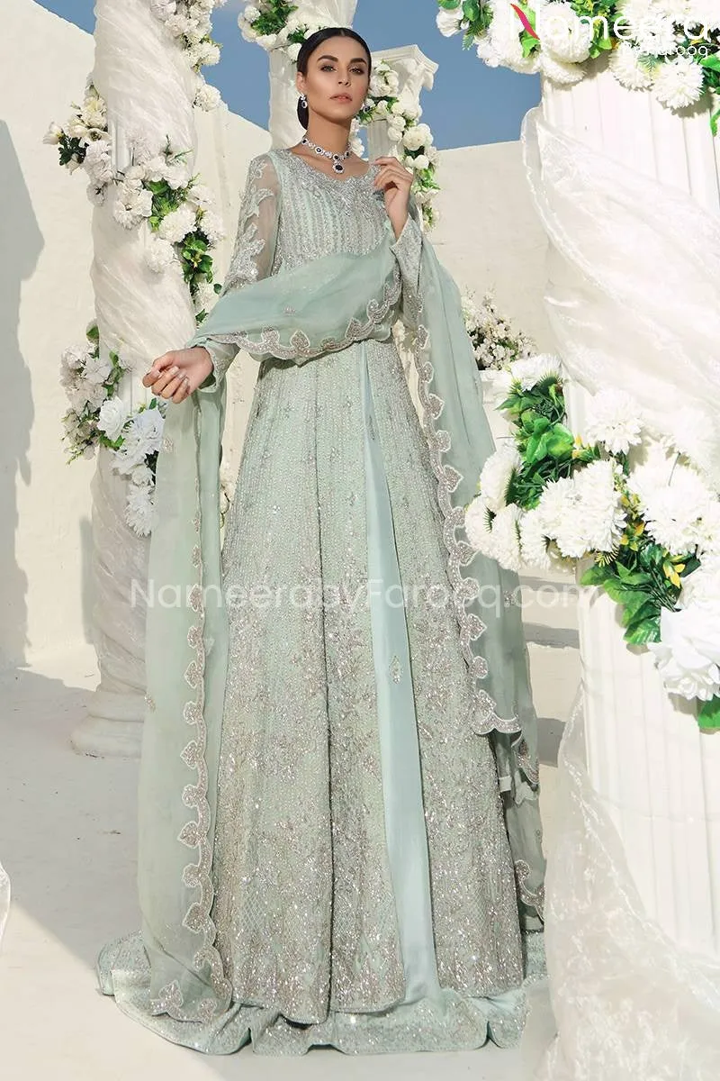 Latest Sky Blue Bridal Dress Pakistani Online #BS521