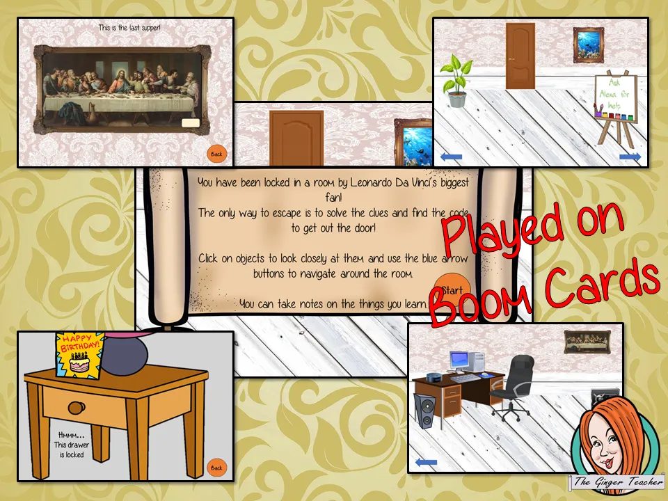 Leonardo Da Vinci Digital Escape Room Boom Cards