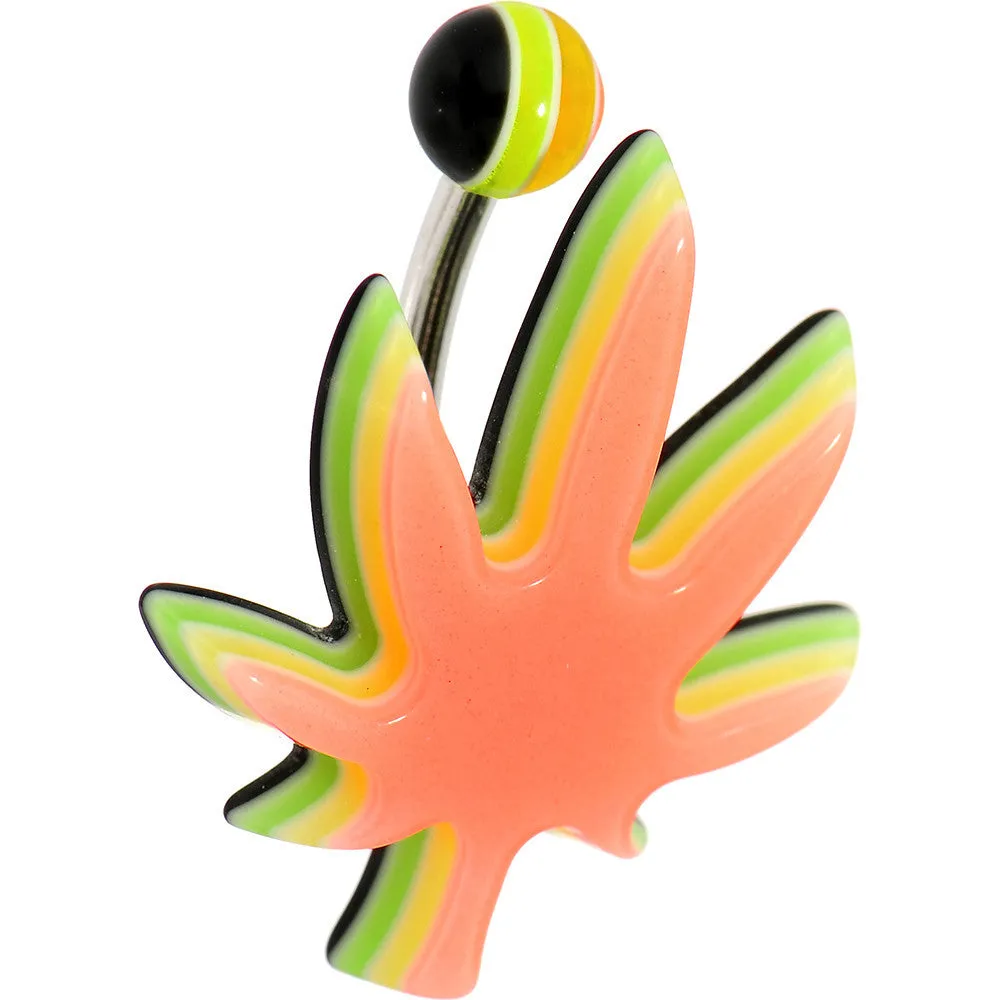 Light Orange Acrylic Multi Layered Ganja Leaf Belly Ring