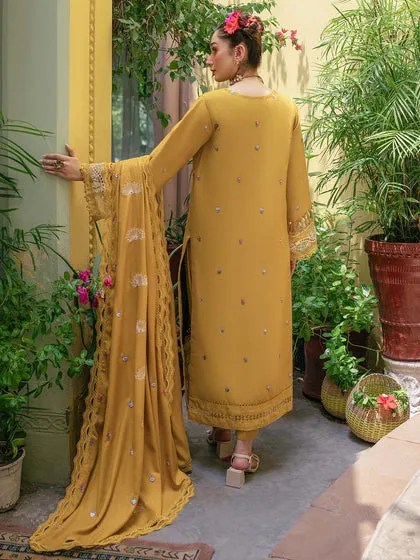 Luxury Embroidered Pakistani Salwar Kameez Mustard Salwar Suit