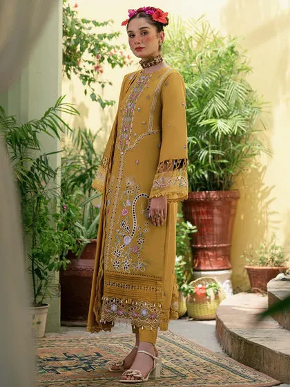 Luxury Embroidered Pakistani Salwar Kameez Mustard Salwar Suit