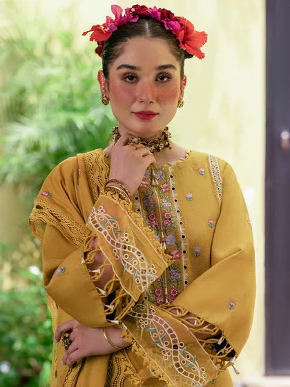 Luxury Embroidered Pakistani Salwar Kameez Mustard Salwar Suit
