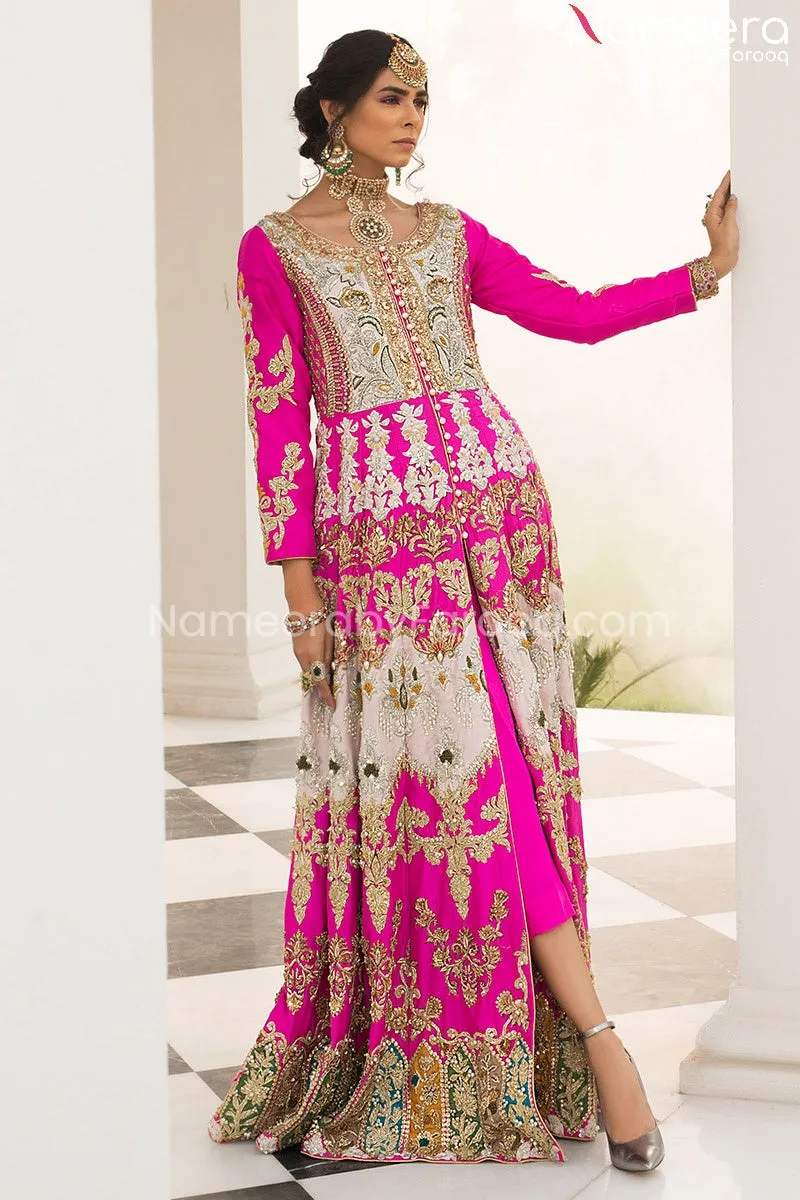 Magenta Color Dress Bridal in Pishwas Design #BS153