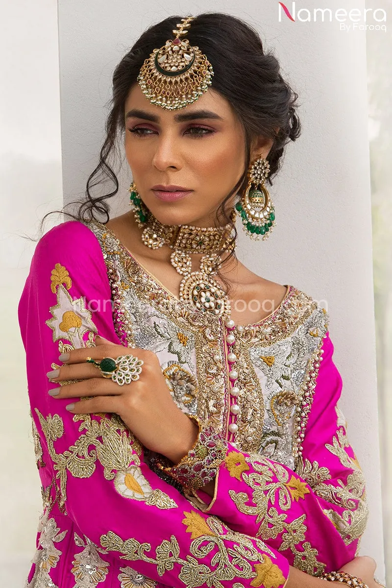 Magenta Color Dress Bridal in Pishwas Design #BS153
